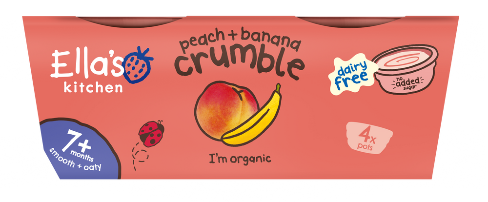 Ellas kitchen peach banana crumble baby dessert dairy free multipack