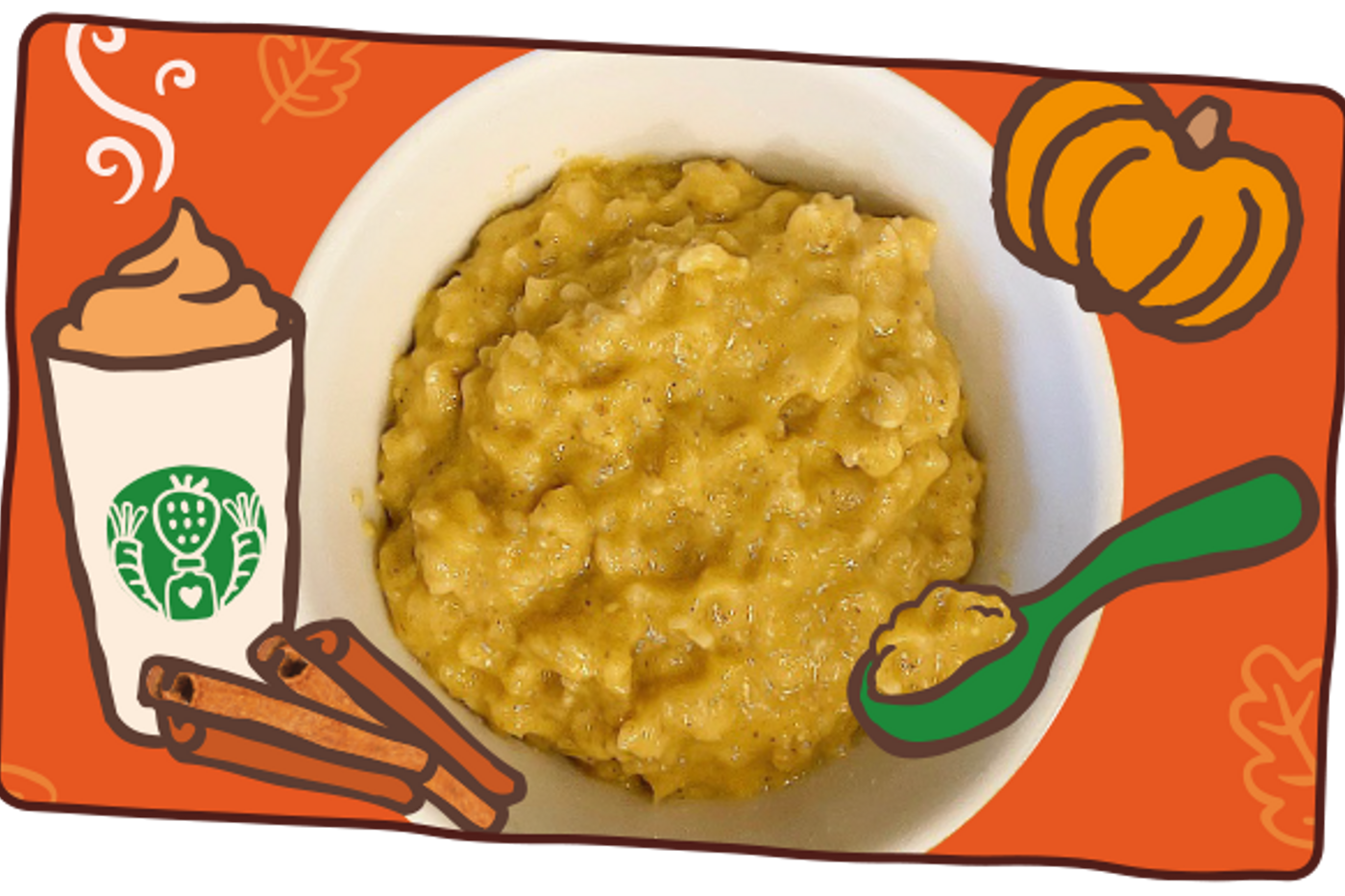 Golden pumpkin spiced porridge weaning recipe