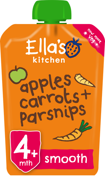 Ellas Kitchen apples carrots parnsips pouch front of pack O