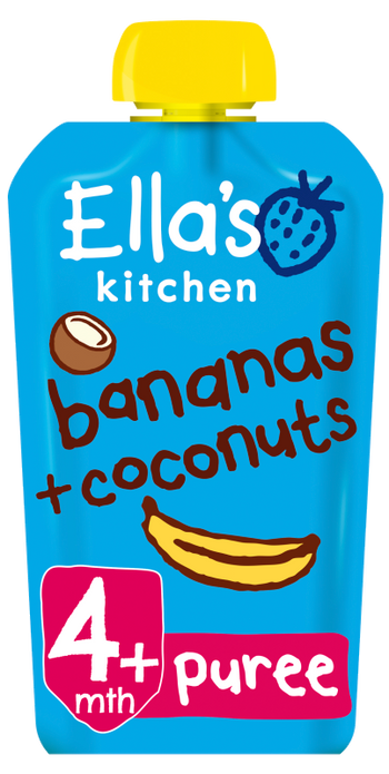 Ellas Kitchen bananas coconuts pouch front of pack O