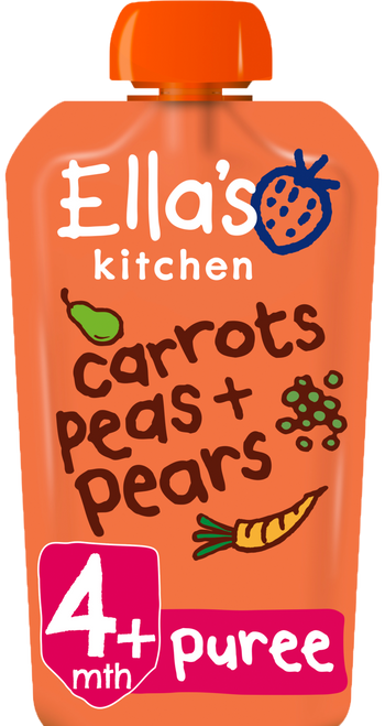 Ellas kitchen carrots peas pears pouch front of pack O