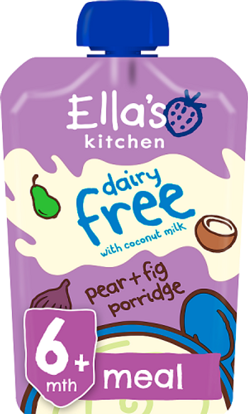 Ellas kitchen dairy free coconut milk pear fig pouch 6 months front of pack O
