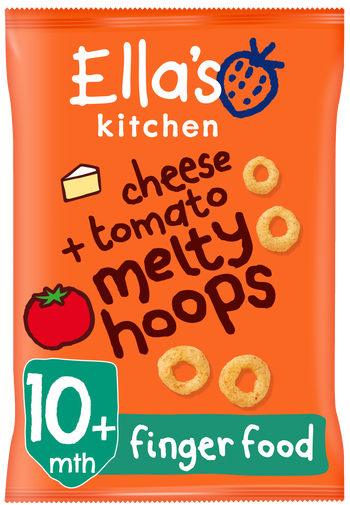 Ellas kitchen melty hoops cheese tomato bag front of pack O