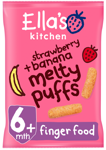 Ellas kitchen melty puffs strawberry banana bag front of pack O