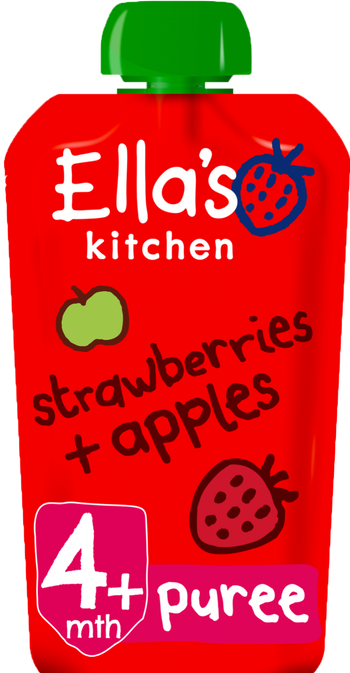 Ellas kitchen strawberries apples puree pouch front of pack O