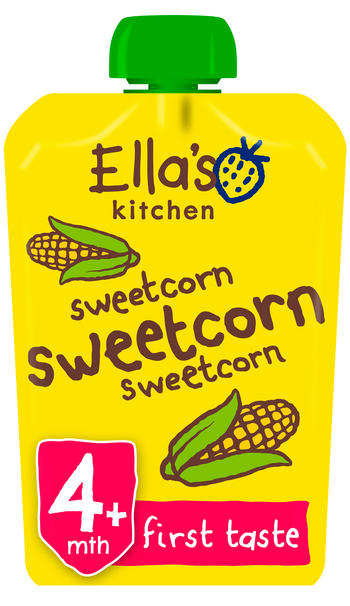 Ellas kitchen sweetcorn sweetcorn sweetcorn pouch front of pack O