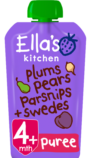 Ellas kitchen plums pears parsnips swedes pouch front of pack O