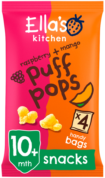 Ellas kitchen puff pops raspberry mango bag front of pack O