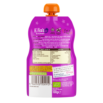 Ellas kitchen carrot orange kids smoothie back of pouch