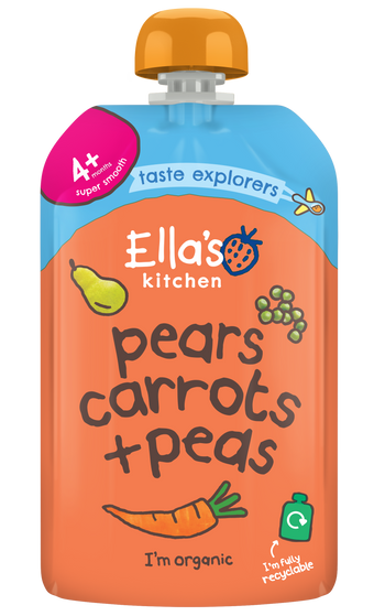 Ellas kitchen carrot peas pear baby puree pouch