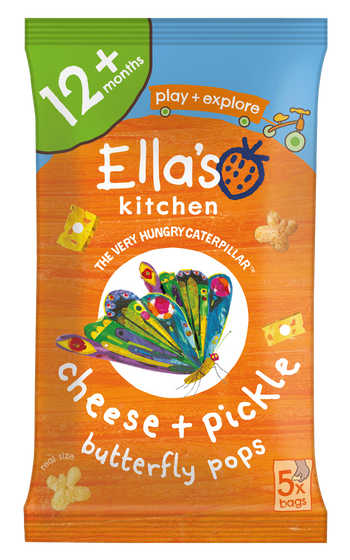 Ellas kitchen cheese pickle butterfly pops toddler snack front of pack
