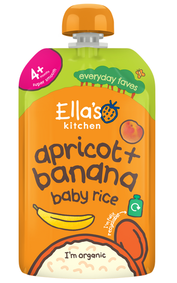 Ellas kitchen apricot banana baby rice pouch