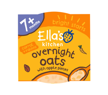 Ellas kitchen overnight oats carrots raisins baby food front of pack