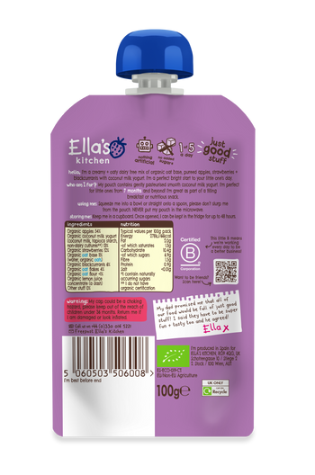 Ellas kitchen overnight oats apple berry coconut milk baby food