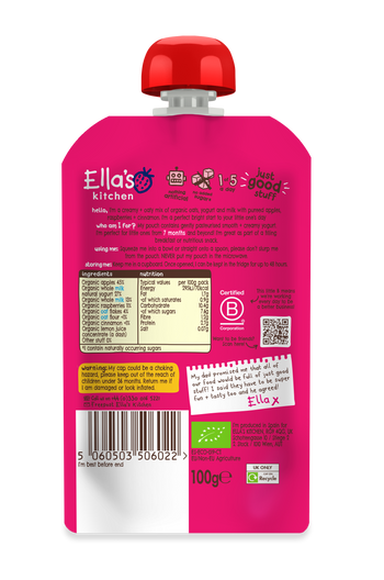 Ellas kitchen overnight oats apple raspberry cinnamon baby food 2