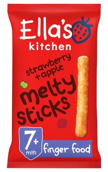 Ellas kitchen strawberry apple melty sticks baby snacks front of pack
