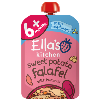 Ellas kitchen sweet potato falafel baby food pouch front of pack