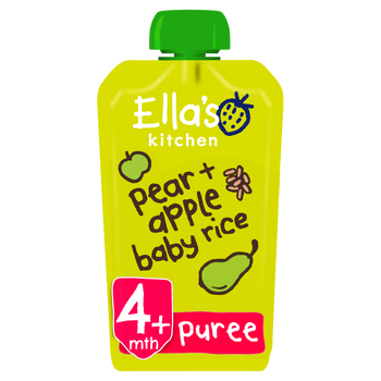 Ellas kitchen pear apple baby rice pouch