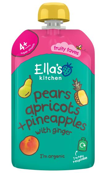 Ellas kitchen pear apricot pineapple ginger baby puree pouch