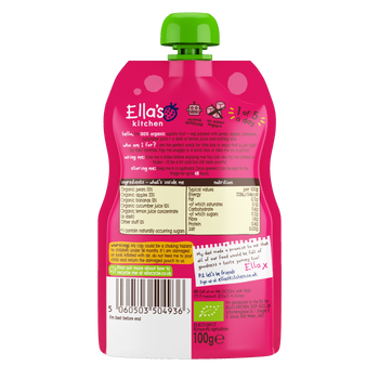 Ellas kitchen pear cucumber kids smoothie back of pouch
