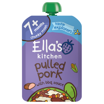 Ellas kitchen pulled pork baby food pouch front