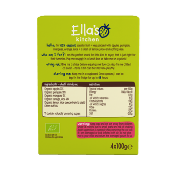 Ellas kitchen pumpkin mango kids smoothie back of box