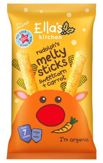 Ellas kitchen rudolph sweetcorn carrot melty sticks baby snacks