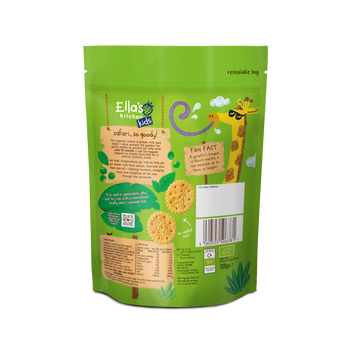 Ellas kitchen wheat crackers pea basil kids snack back of pack