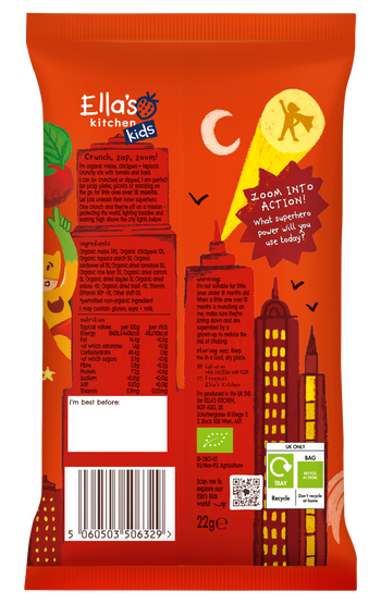 Ellas kitchen tomato basil crunchy sticks for kids back of pack