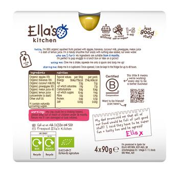 Ellas kitchen the white one baby smoothie back of multipack