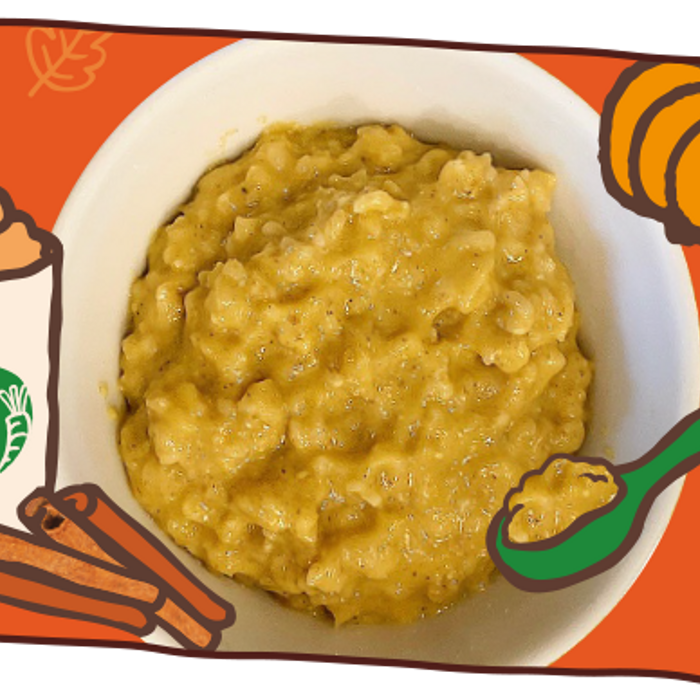 Golden pumpkin spiced porridge weaning recipe