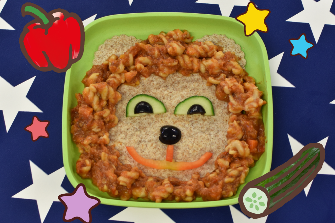 Twirly lion pasta sensory fun